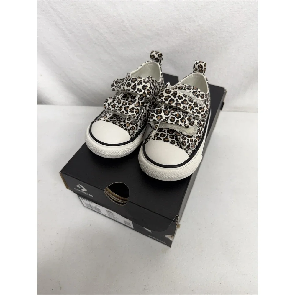 CONVERSE Size 6 Toddler SHOES CTAS 2V OX EGRET/White/BLACK Animal Print New